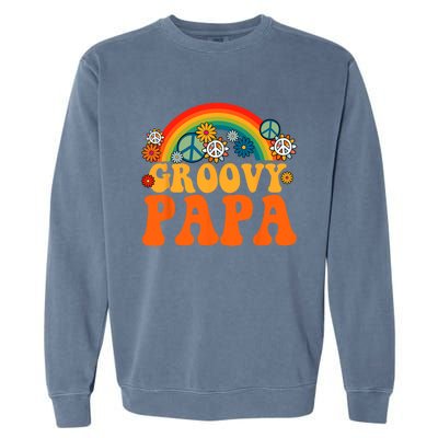 Groovy Papa Grandpa Tie Dye Hippie Rainbow Matching Family Garment-Dyed Sweatshirt