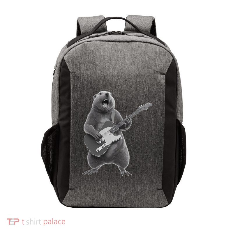 Groundhog Playing Guitar Rock Star Happy Groundhog Vector Backpack