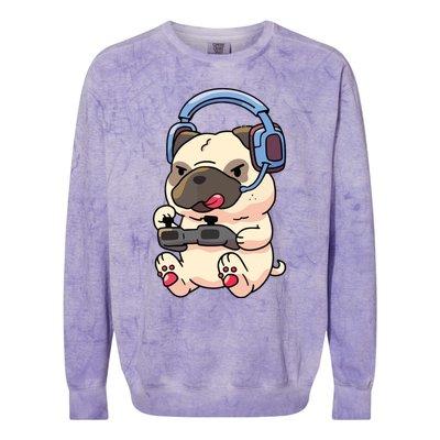 Gamer Pug Gaming Pugs Video Game Gift Colorblast Crewneck Sweatshirt