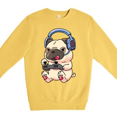 Gamer Pug Gaming Pugs Video Game Gift Premium Crewneck Sweatshirt