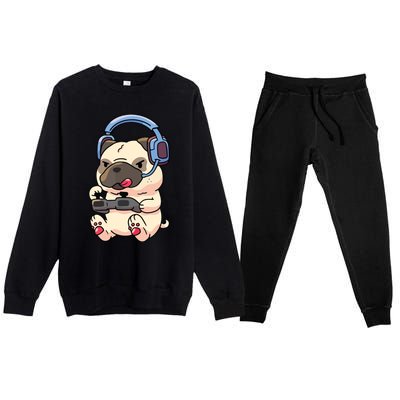 Gamer Pug Gaming Pugs Video Game Gift Premium Crewneck Sweatsuit Set