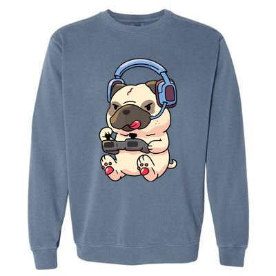 Gamer Pug Gaming Pugs Video Game Gift Garment-Dyed Sweatshirt