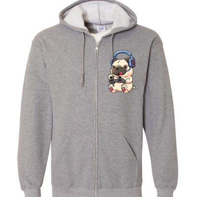 Gamer Pug Gaming Pugs Video Game Gift Full Zip Hoodie