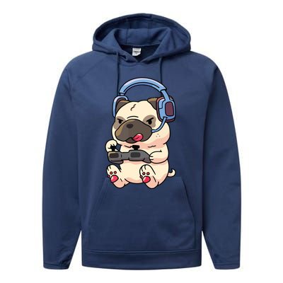 Gamer Pug Gaming Pugs Video Game Gift Performance Fleece Hoodie