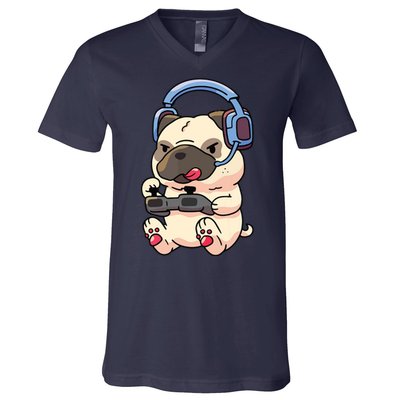 Gamer Pug Gaming Pugs Video Game Gift V-Neck T-Shirt