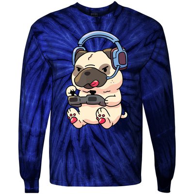 Gamer Pug Gaming Pugs Video Game Gift Tie-Dye Long Sleeve Shirt