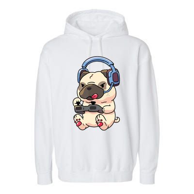 Gamer Pug Gaming Pugs Video Game Gift Garment-Dyed Fleece Hoodie