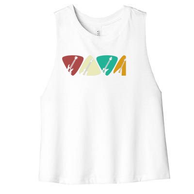 Guitar Pick Gift For Guitarist Retro Vintage Women's Racerback Cropped Tank