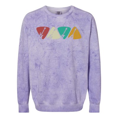 Guitar Pick Gift For Guitarist Retro Vintage Colorblast Crewneck Sweatshirt