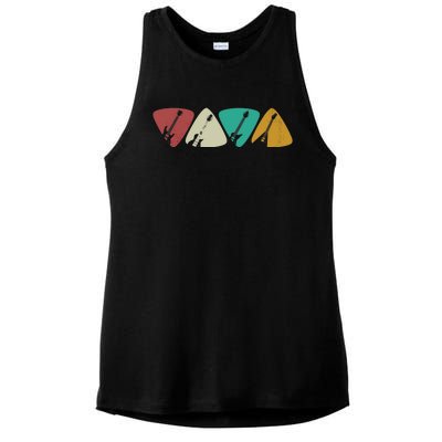 Guitar Pick Gift For Guitarist Retro Vintage Ladies PosiCharge Tri-Blend Wicking Tank