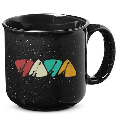 Guitar Pick Gift For Guitarist Retro Vintage 15oz Campfire Ceramic Mug