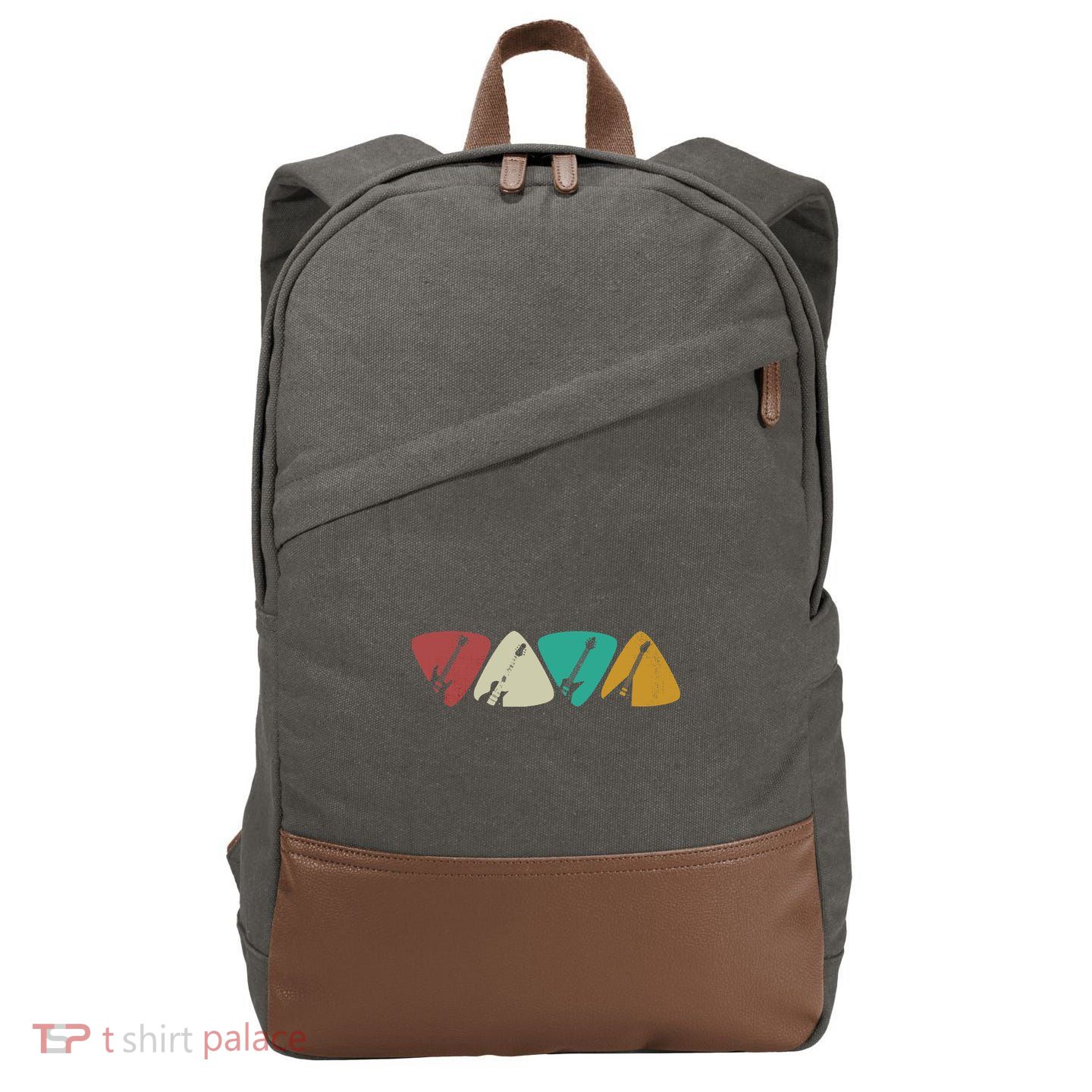 Guitar Pick Gift For Guitarist Retro Vintage Cotton Canvas Backpack