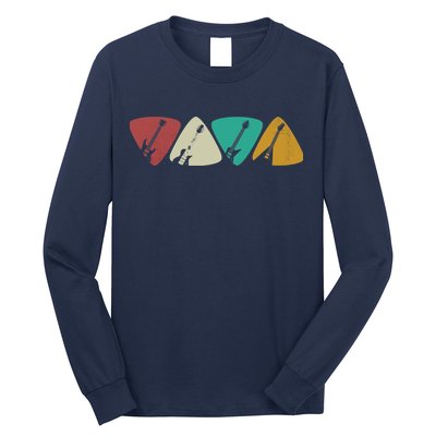 Guitar Pick Gift For Guitarist Retro Vintage Long Sleeve Shirt