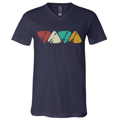 Guitar Pick Gift For Guitarist Retro Vintage V-Neck T-Shirt