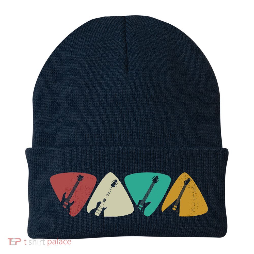 Guitar Pick Gift For Guitarist Retro Vintage Beanie