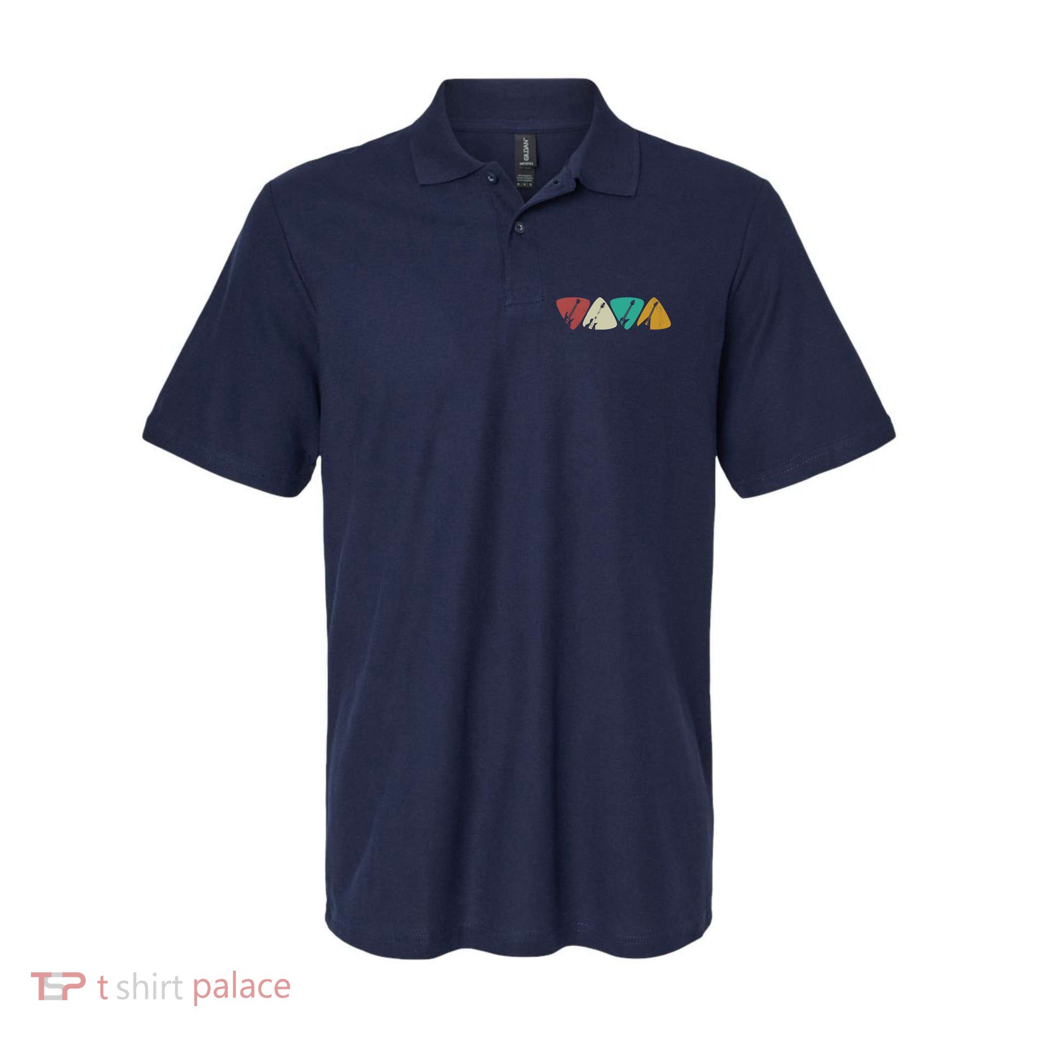 Guitar Pick Gift For Guitarist Retro Vintage Polo