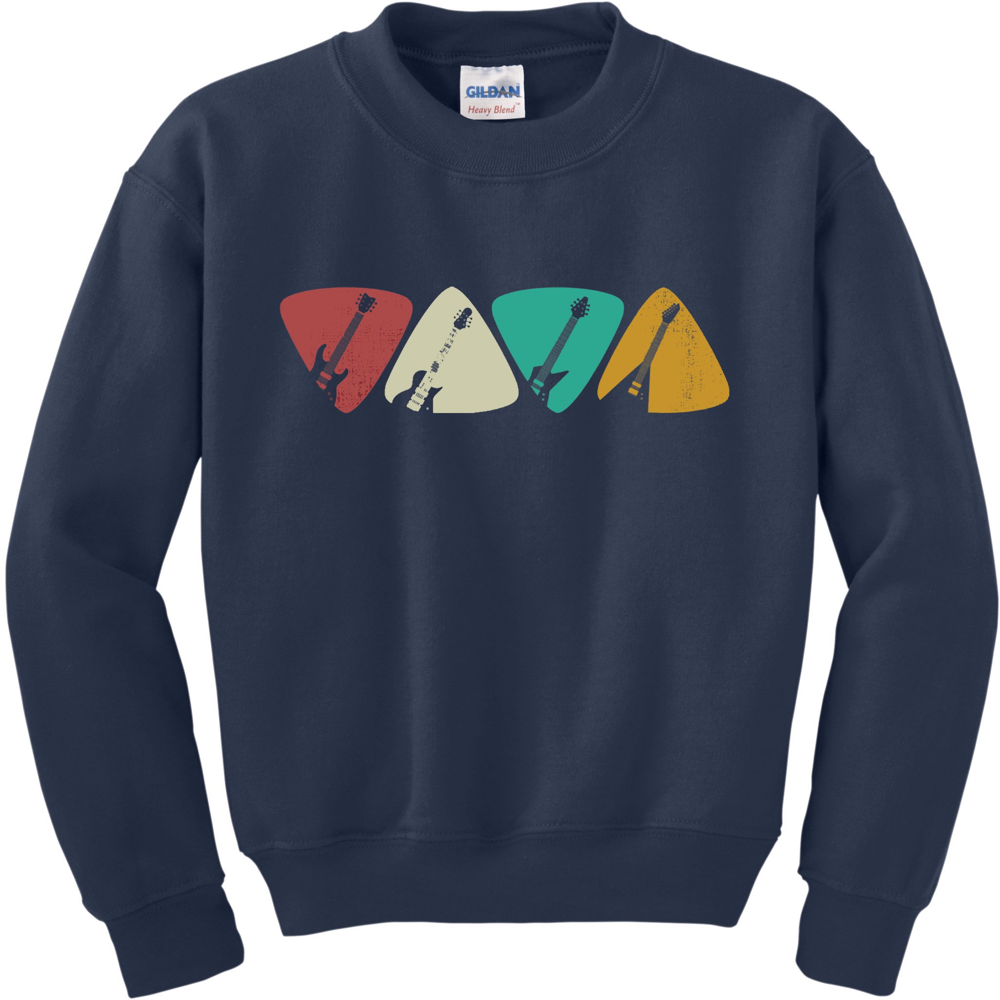 Guitar Pick Gift For Guitarist Retro Vintage Kids Sweatshirt