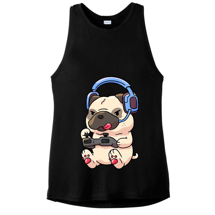 Gamer Pug Gaming Pugs Video Game Gift Ladies PosiCharge Tri-Blend Wicking Tank