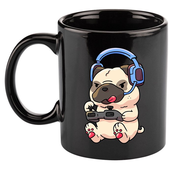 Gamer Pug Gaming Pugs Video Game Gift 11oz C Handle Ceramic Mug