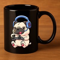 Gamer Pug Gaming Pugs Video Game Gift 11oz C Handle Ceramic Mug