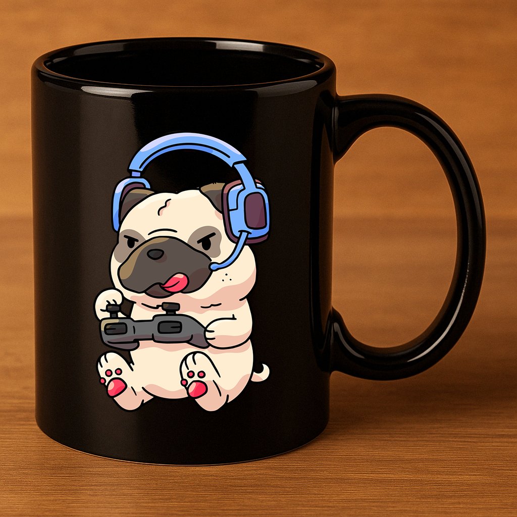 Gamer Pug Gaming Pugs Video Game Gift 11oz C Handle Ceramic Mug