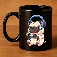Gamer Pug Gaming Pugs Video Game Gift 11oz C Handle Ceramic Mug