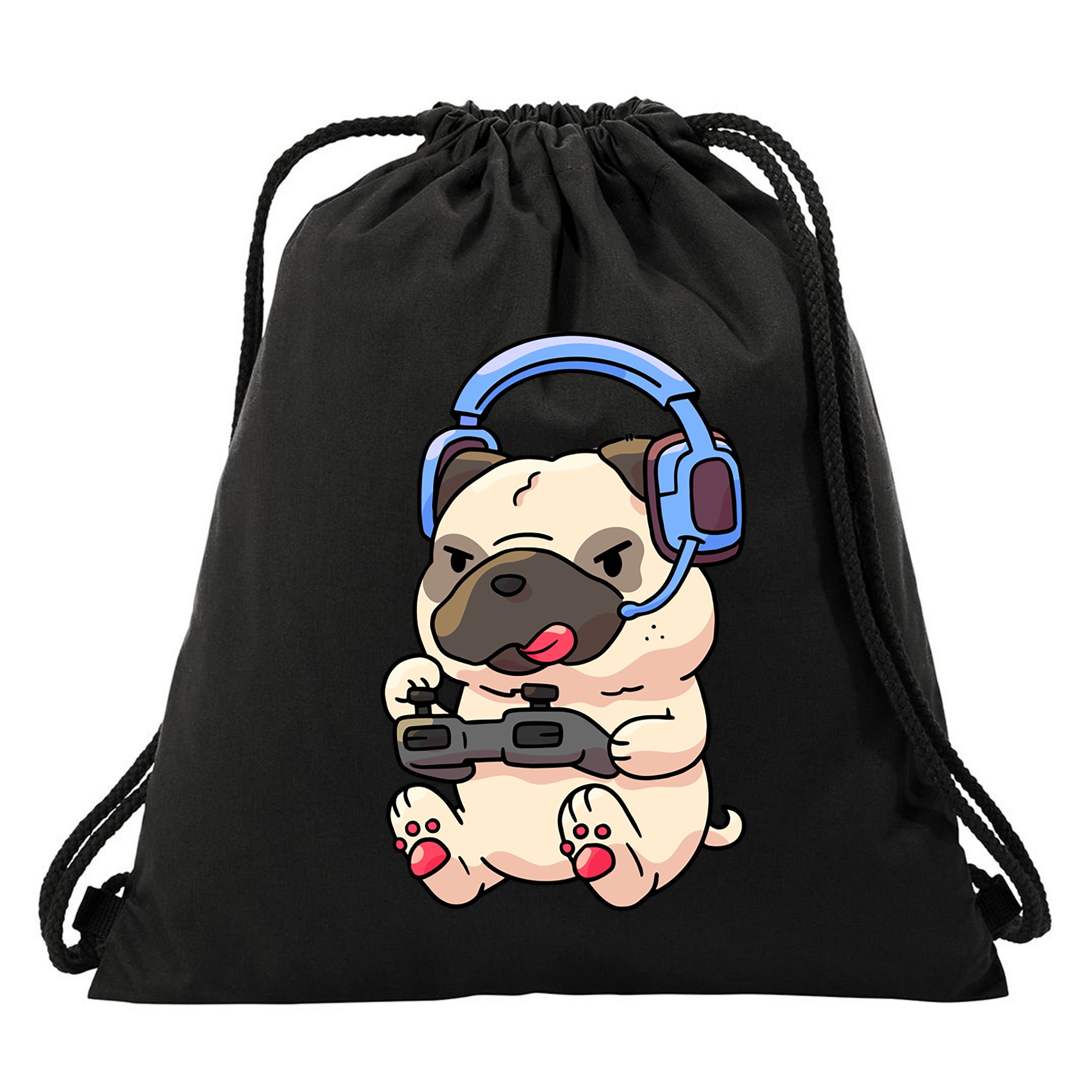 Gamer Pug Gaming Pugs Video Game Gift Drawstring Bag