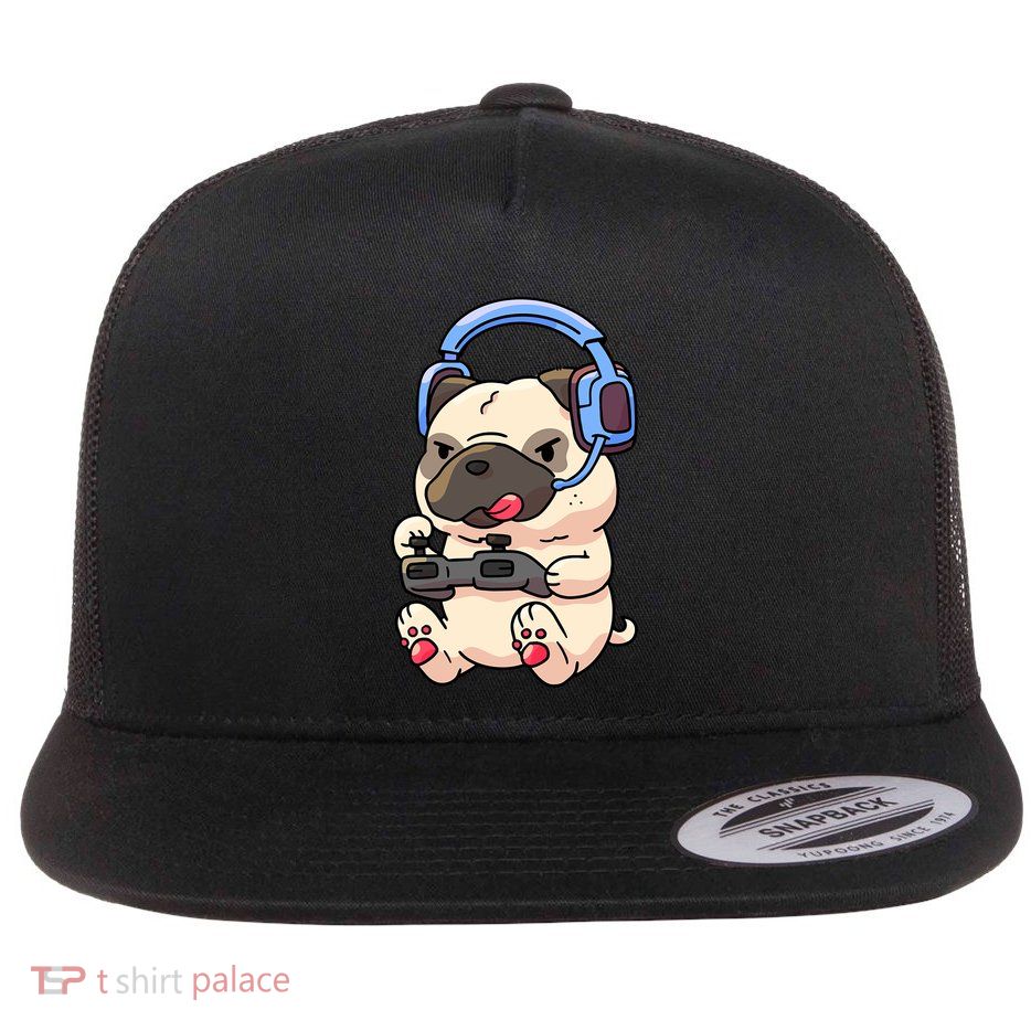 Gamer Pug Gaming Pugs Video Game Gift Flatbill Hat
