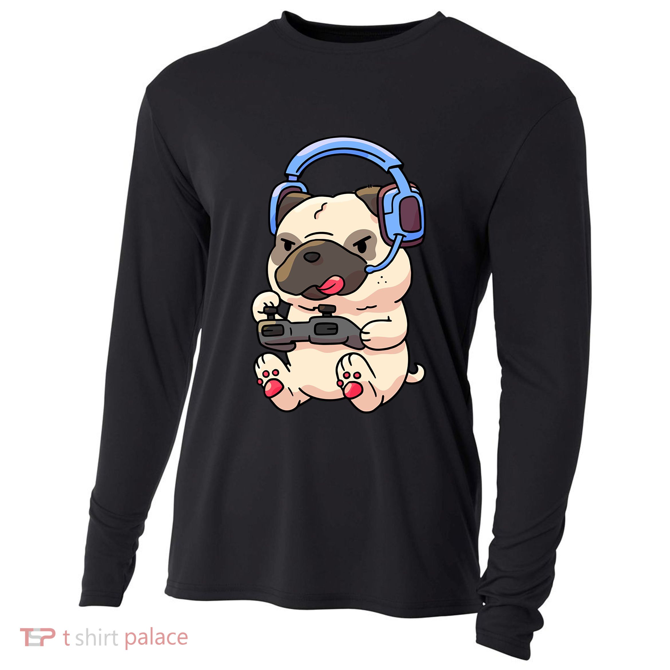 Gamer Pug Gaming Pugs Video Game Gift Cooling Performance Long Sleeve Crew