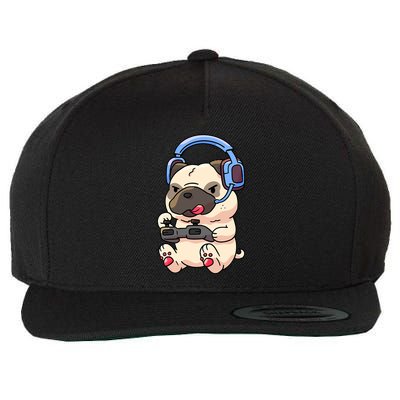 Gamer Pug Gaming Pugs Video Game Gift Wool Snapback Cap