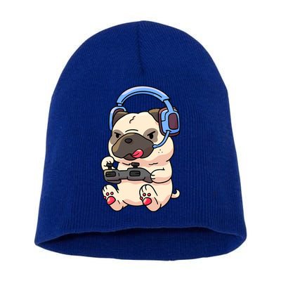 Gamer Pug Gaming Pugs Video Game Gift Short Acrylic Beanie