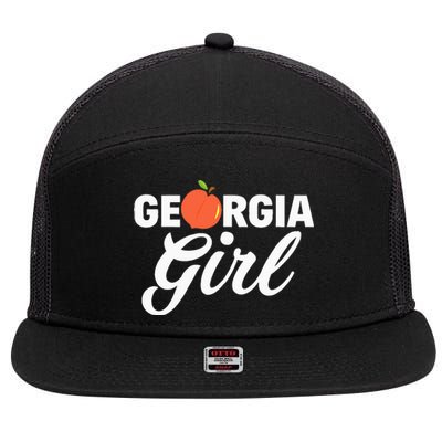 Georgia Peach Girl Funny Vintage 7 Panel Mesh Trucker Snapback Hat