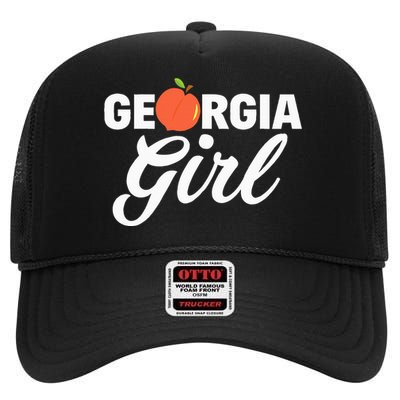 Georgia Peach Girl Funny Vintage High Crown Mesh Back Trucker Hat