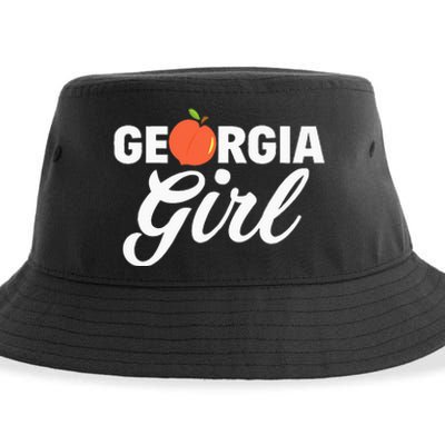 Georgia Peach Girl Funny Vintage Sustainable Bucket Hat