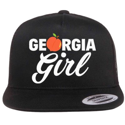 Georgia Peach Girl Funny Vintage Flat Bill Trucker Hat