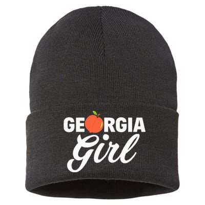 Georgia Peach Girl Funny Vintage Sustainable Knit Beanie