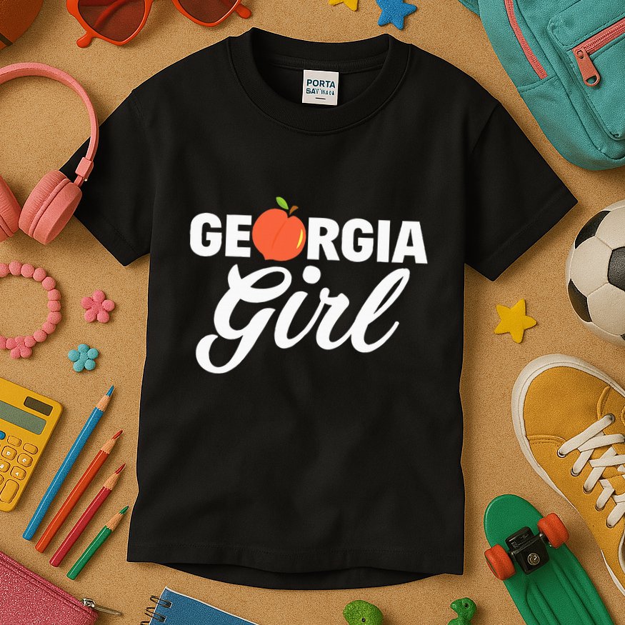 Georgia Peach Girl Funny Vintage Kids T-Shirt