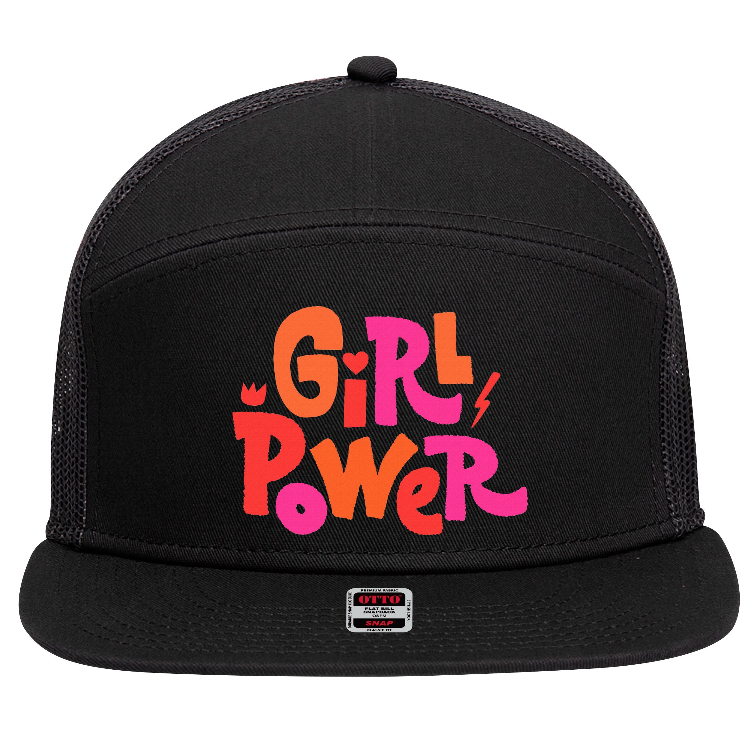 Girl Power Grl Pwr 7 Panel Mesh Trucker Snapback Hat