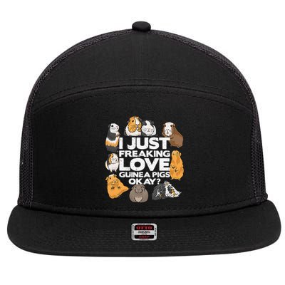 Guinea Pig Guinea Pig Lover Tee Funny Guinea Pig 7 Panel Mesh Trucker Snapback Hat