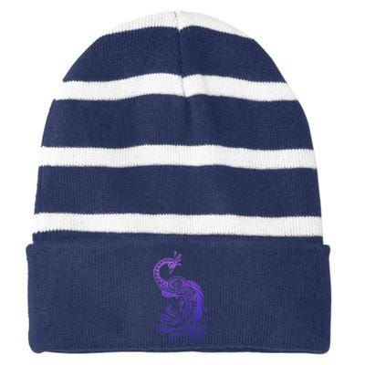 Galaxy Peacock Striped Beanie with Solid Band