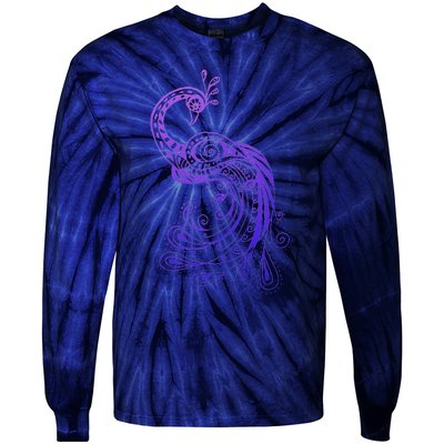 Galaxy Peacock Tie-Dye Long Sleeve Shirt