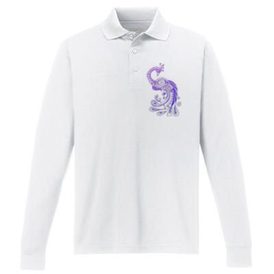 Galaxy Peacock Performance Long Sleeve Polo