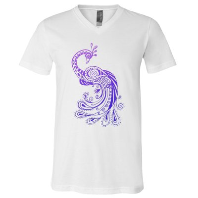 Galaxy Peacock V-Neck T-Shirt