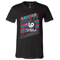 Gamers Penguin V-Neck T-Shirt