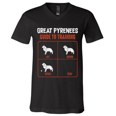 Great Pyrenees Guide To Training Funny Dog Pet Lover V-Neck T-Shirt