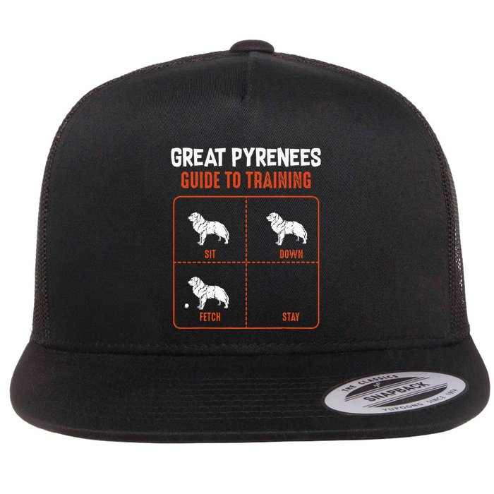 Great Pyrenees Guide To Training Funny Dog Pet Lover Flat Bill Trucker Hat
