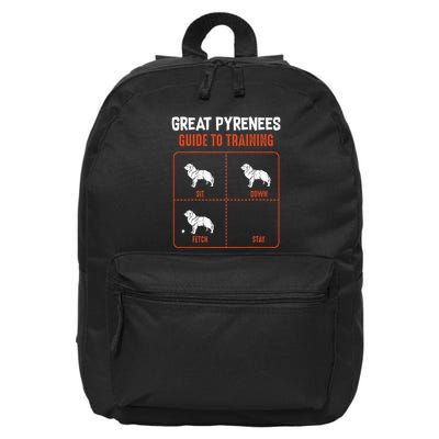 Great Pyrenees Guide To Training Funny Dog Pet Lover 16 in Basic Backpack