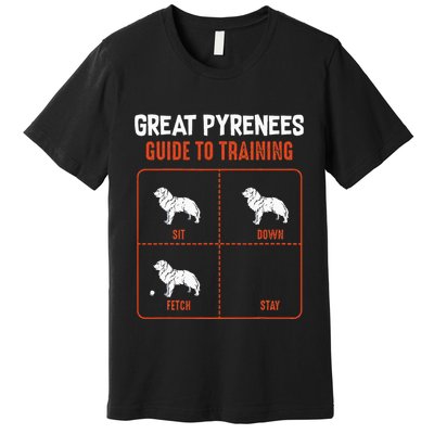 Great Pyrenees Guide To Training Funny Dog Pet Lover Premium T-Shirt