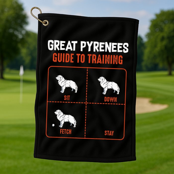 Great Pyrenees Guide To Training Funny Dog Pet Lover Golf Towel