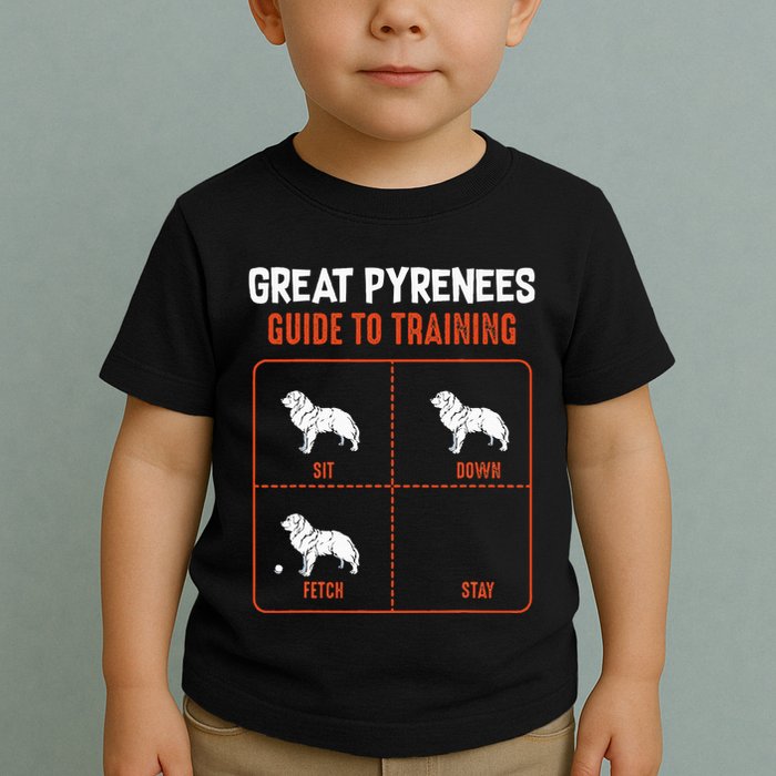 Great Pyrenees Guide To Training Funny Dog Pet Lover Toddler T-Shirt